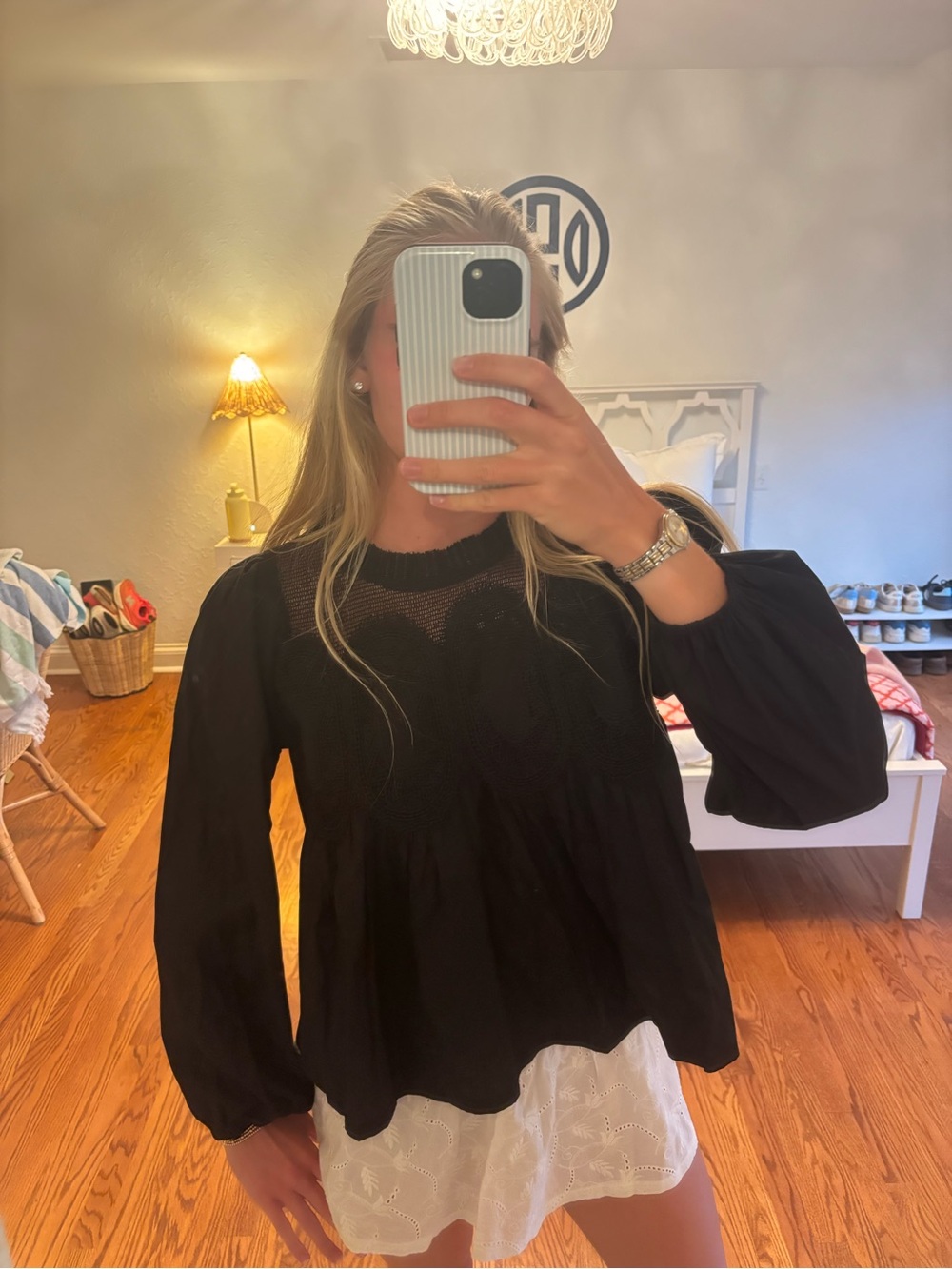 Altar'd State Black Long-Sleeve Peasant Tunic